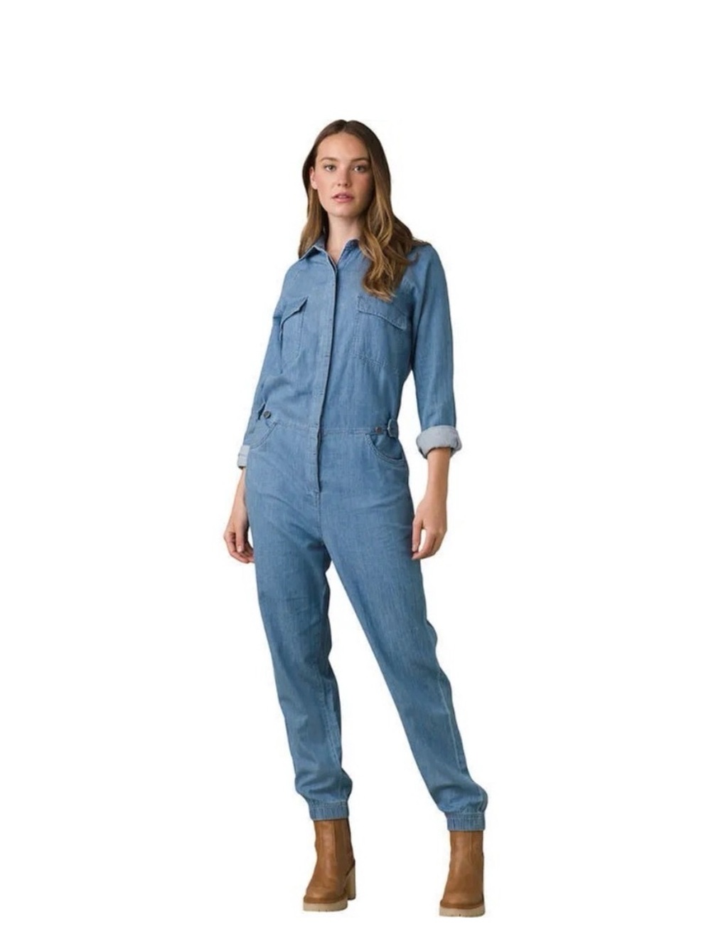 Prana Penderbrook Light Blue Denim Overalls Jumpsuit